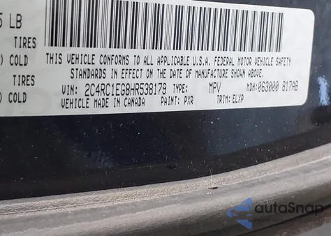 2017 Chrysler Pacifica Touring-L Plus из США, поврежденный, VIN 2C4RC1EG8HR538179